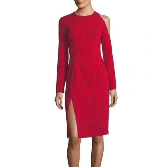 Black Halo NWT Covina Bonfire Red Single Cold Shoulder Sheath Dress Sz 14 - Picture 1 of 13